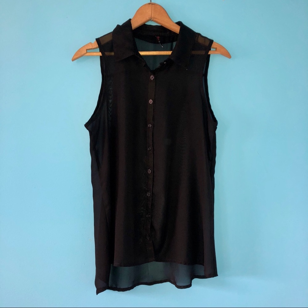 4/$25 Fire Los Angeles Black Sheer Tank Blouse